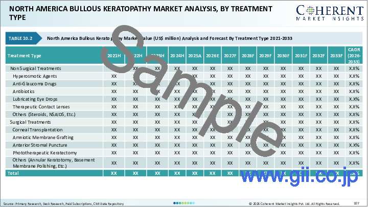 サンプル2：水疱性角膜症（BK）市場：治療タイプ別、疾患タイプ別、年齢層別、流通チャネル別、エンドユーザー別、地域別