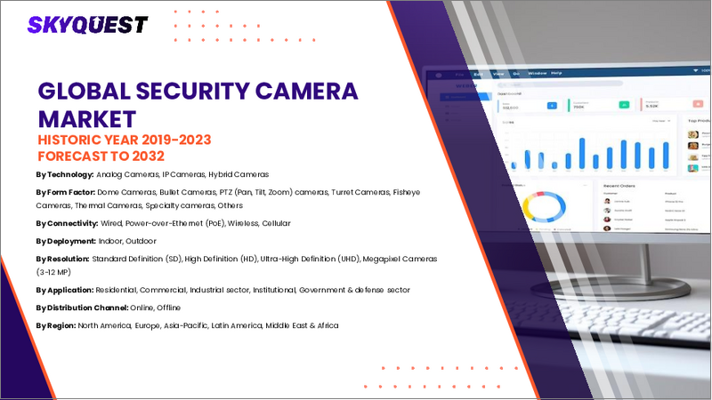 表紙：セキュリティカメラ市場規模、シェア、成長分析、カメラタイプ別、アプリケーションタイプ別、プロフェッショナルサービスタイプ別、解像度タイプ別、エンドユーザー別、地域別-2025-2032年産業予測