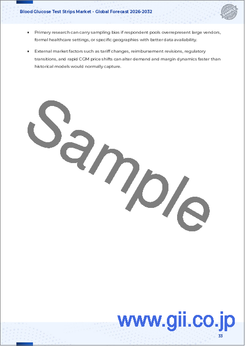 サンプル2：血糖測定用ストリップ市場：酵素技術、製品タイプ、エンドユーザー、流通チャネル別-2025～2032年の世界予測