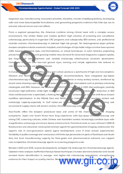 サンプル1：色素内視鏡用薬剤市場：薬剤タイプ、適応症、エンドユーザー、流通チャネル別-2025～2032年の世界予測