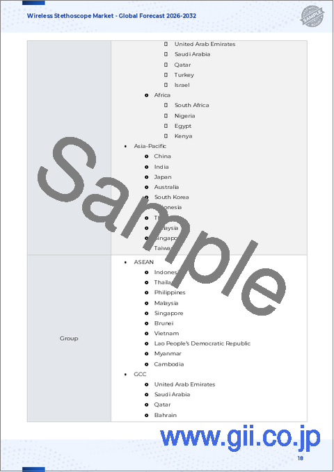 サンプル1：ワイヤレス聴診器の世界市場：技術、エンドユーザー、用途、流通チャネル別-2025-2032年予測