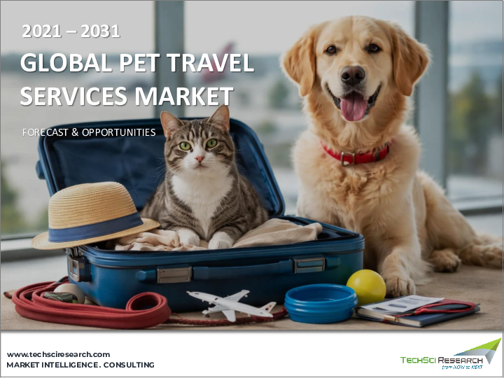 表紙：ペット旅行サービス市場- 世界の産業規模、動向、機会、予測、ペットタイプ別（犬、猫、その他）、旅行タイプ別（国内、海外）、予約タイプ別（オンライン、オフライン）、地域別＆競合別、2020-2030年