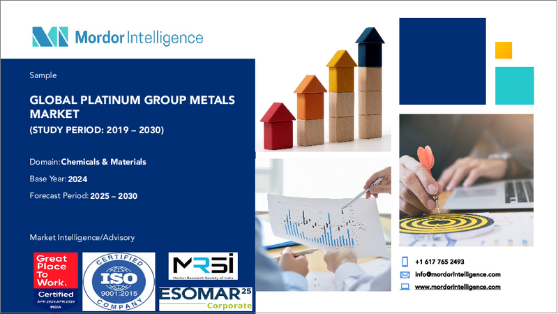 表紙：白金族金属：市場シェア分析、産業動向、統計、成長予測（2025年～2030年）