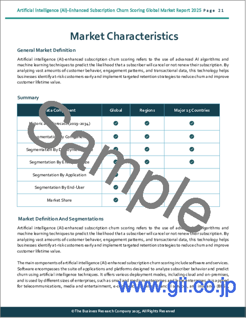 サンプル1：人工知能（AI）を活用したサブスクリプション解約スコアリングの世界市場レポート 2025年