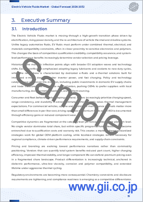 サンプル2:電気自動車用流体市場:製品タイプ、車両タイプ、推進力、バッテリータイプ、エンドユーザー別-2025年から2032年の世界予測