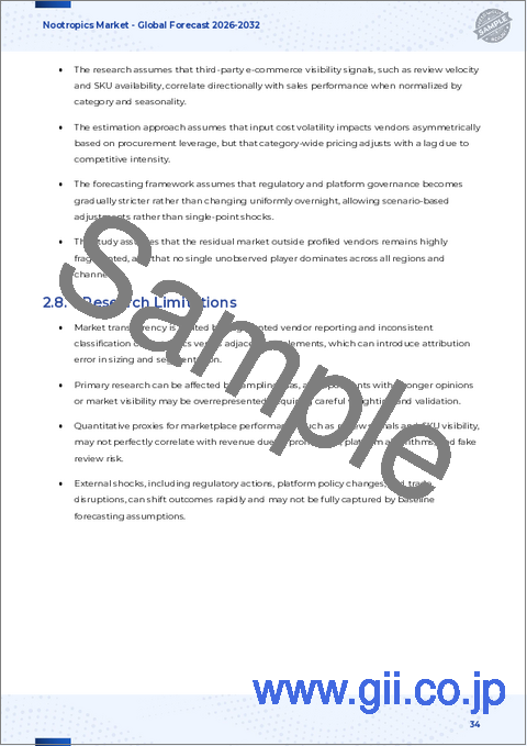 サンプル2：ヌートロピック市場：形態、流通チャネル、機能、エンドユーザー、性質別-2025年～2032年の世界予測