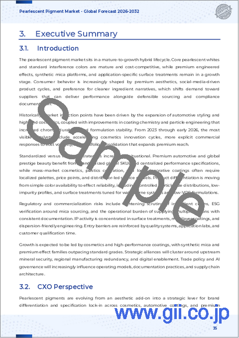 サンプル2：真珠光沢顔料市場：形態、タイプ、用途、最終用途別-2025-2032年の世界予測