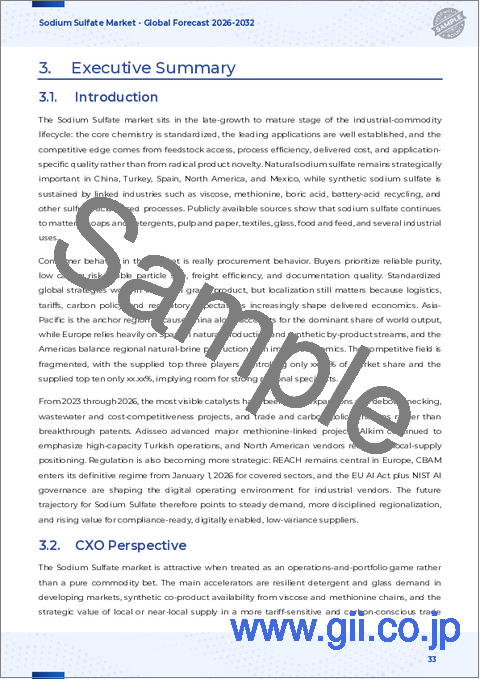 サンプル2:硫酸ナトリウム市場:用途別、製品タイプ別、純度グレード別、形態別、最終用途産業別、流通チャネル別-世界予測2025-2032年
