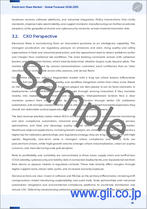 サンプル2：電子鼻市場：用途別、技術別、エンドユーザー別、構成部品別- 世界予測2025-2032年
