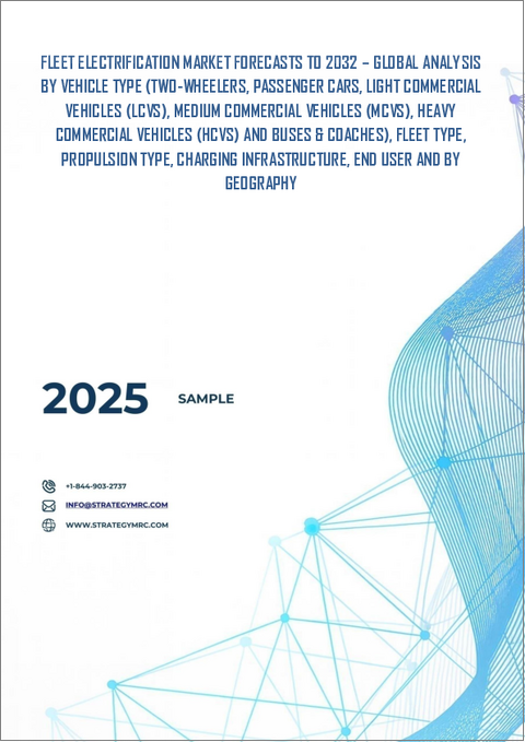 表紙：フリート電動化の世界市場：将来予測 (2032年まで) - 車種別・フリートの種類別・推進方式別・充電インフラ別・エンドユーザー別・地域別の分析