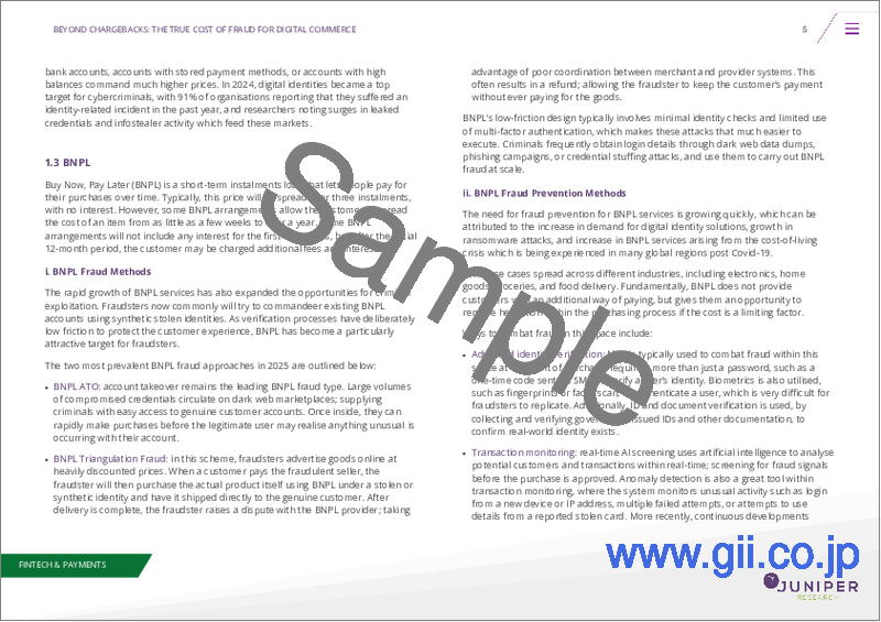 サンプル1：eコマース不正防止市場：2025-2030年