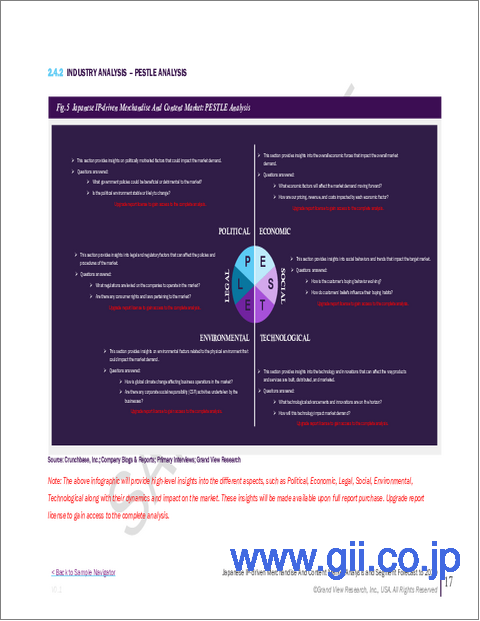 サンプル1：日本のIPを活用した商品・コンテンツ市場規模、シェア及び動向分析レポート：タイプ別、年齢層別、性別別、流通チャネル別、地域別、セグメント予測（2025年～2030年）