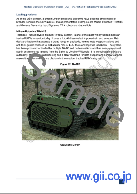 サンプル2：軍用無人地上車両 (UGV)：市場および技術の予測 (～2033年)