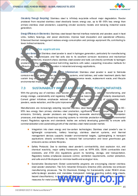 サンプル2：ステンレス鋼粉末の世界市場 (～2030年)：タイプ・製造プロセス・用途・エンドユーザー産業・地域別