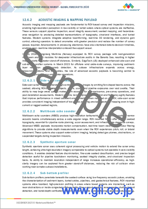 サンプル2：無人潜水機 (UUV) の世界市場 (～2030年)：タイプ (AUV・ROV)・用途・推進方式・システム・速度・形状・地域別