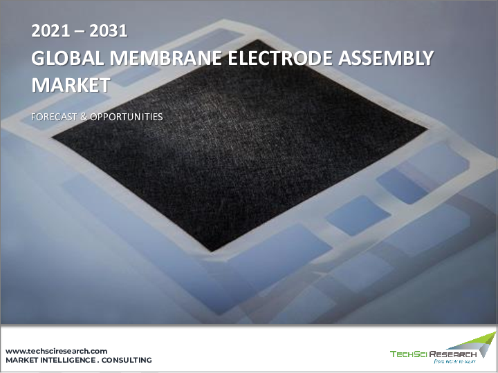 表紙：膜電極アセンブリ市場- 世界の産業規模、シェア、動向、機会、および予測：構成要素別、用途別、タイプ別、地域別、競合状況別、2021-2031年