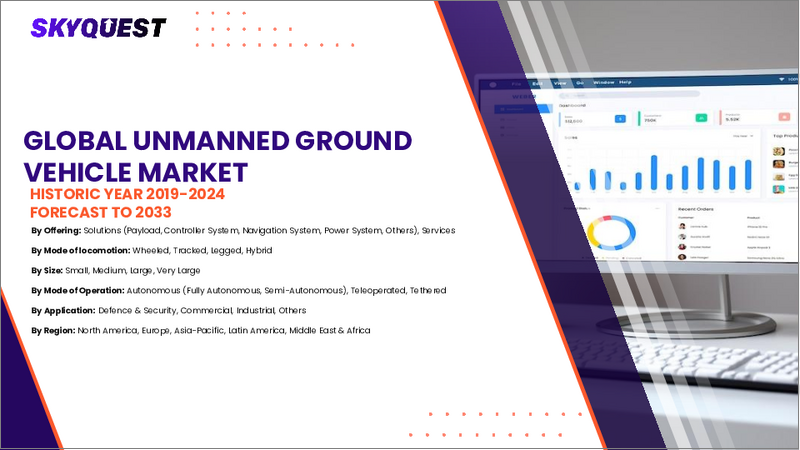 表紙：無人地上車両市場規模、シェア、および成長分析：操作別、機動性別、サイズ別、システム別、用途別、地域別－業界予測、2026年～2033年