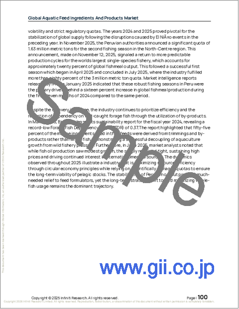 サンプル2:水産飼料原料・製品の世界市場、2026年~2030年