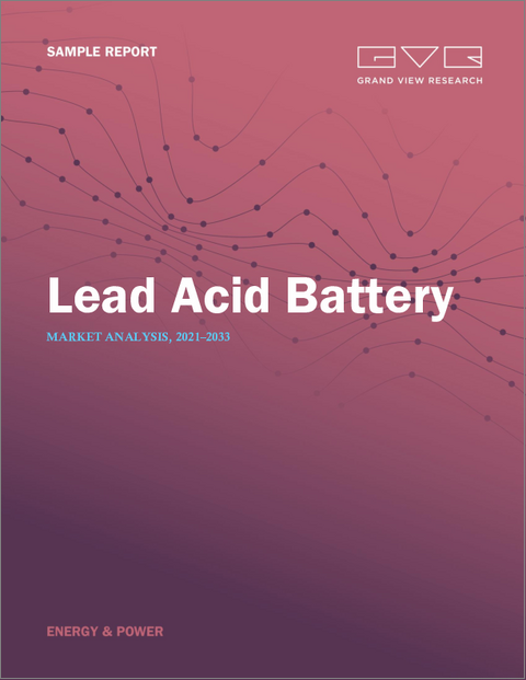 表紙：鉛蓄電池市場規模、シェア及び動向分析レポート：製造方法別、用途別、製品別、地域別、セグメント別予測（2026～2033年）