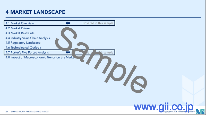 サンプル2：北米のゲーミング市場：市場シェア分析、業界動向と統計、成長予測（2026年～2031年）