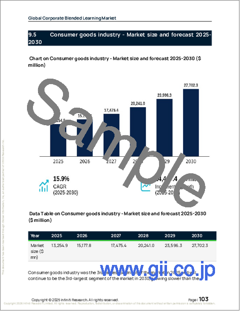 サンプル2：企業向けブレンディッドラーニングの世界市場、2026年～2030年