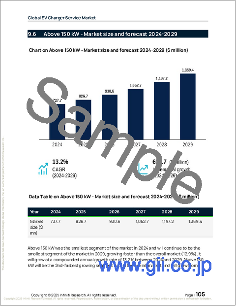 サンプル2：EV充電器サービスの世界市場、2025年～2029年