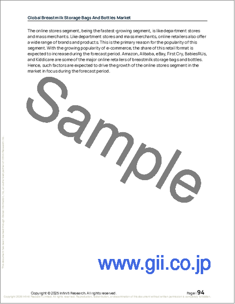 サンプル2：世界の母乳保存用バッグおよびボトル市場2025-2029年