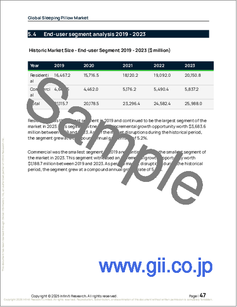 サンプル1：世界の睡眠用枕市場2025-2029年