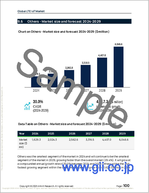 サンプル2：世界のLTE IoT市場、2025年～2029年