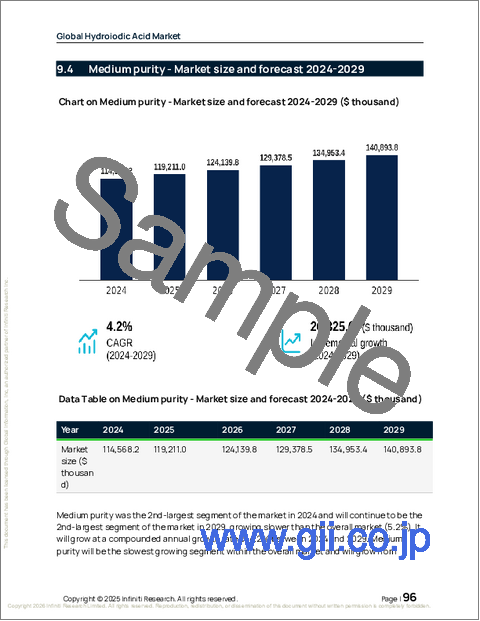 サンプル2：世界のヨウ化水素酸市場、2025年～2029年