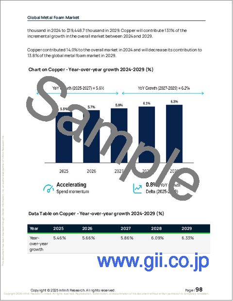 サンプル2：金属フォームの世界市場、2025年～2029年