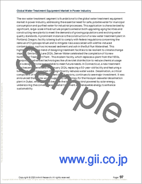 サンプル2：電力産業における水処理装置の世界市場、2025年～2029年