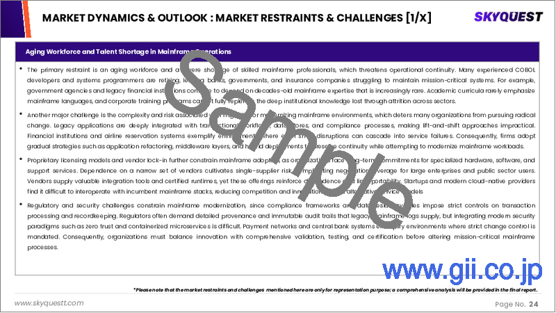 サンプル1：メインフレーム市場規模、シェア、および成長分析：タイプ別、提供形態別、導入形態別、企業規模別、エンドユーザー産業別、地域別- 業界予測2026-2033年