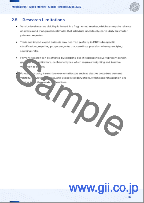 サンプル2：医療用PRPチューブ市場：技術別、技術別、チューブ材質別、用途別、エンドユーザー別、流通チャネル別－2026-2032年世界予測
