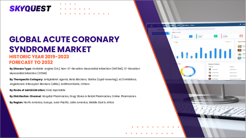 表紙：急性冠症候群市場規模、シェア、成長分析：タイプ別、診断別、治療別、エンドユーザー別、地域別－業界予測2026-2033年