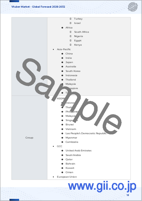 サンプル1：Vtuber市場：コンテンツジャンル別、プラットフォーム別、所有構造別、収益化モデル別、エンドユーザー別 - 2026年～2032年の世界予測