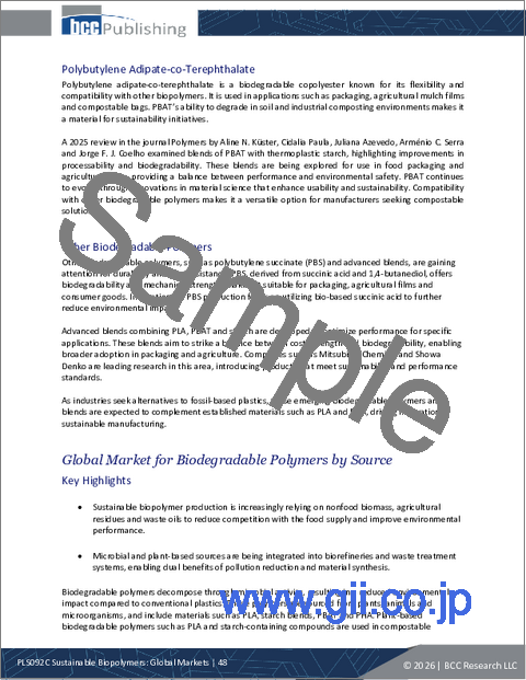 サンプル1：持続可能バイオポリマー：世界市場