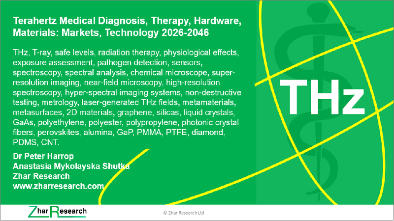 表紙：テラヘルツ医療診断・治療・ハードウェア・材料：市場と技術 (2026-2046年)
