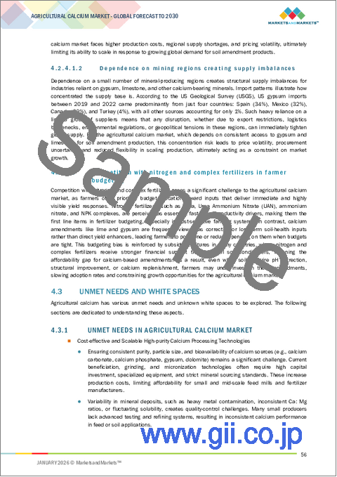 サンプル1：農業用カルシウムの世界市場：タイプ別、用途別、形状別、機能別、地域別 - 予測（～2030年）