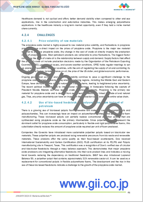 サンプル1：プロピレンオキシドの世界市場：用途別、最終用途産業別、製造プロセス別、地域別 - 2030年までの予測