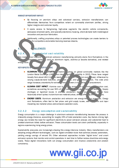 サンプル1:アルミ押出成形材の世界市場:合金グレード別、製品別、表面仕上げ別、最終用途産業別、地域別 - 2030年までの予測