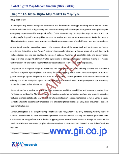 サンプル2：デジタルマップの世界市場規模、シェア、業界分析レポート（ソリューション別、タイプ別、展開別、最終用途産業別、地域別展望・予測、2025年～2032年）