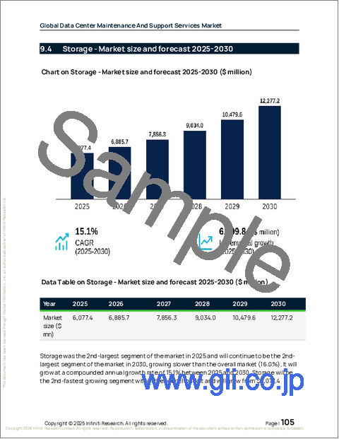 サンプル2：データセンター保守およびサポートサービスの世界市場 2026年～2030年