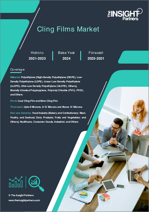 表紙：ラップフィルム市場規模と予測（2021-2031年）、世界および地域別シェア、動向、成長機会分析レポート：素材別、形態別、厚さ別、最終用途産業別、地域別