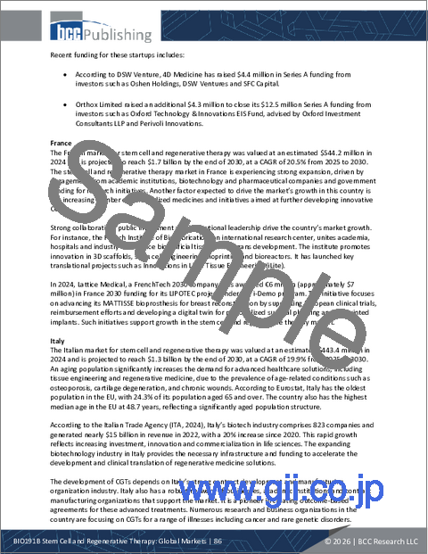 サンプル2：幹細胞および再生医療：世界市場