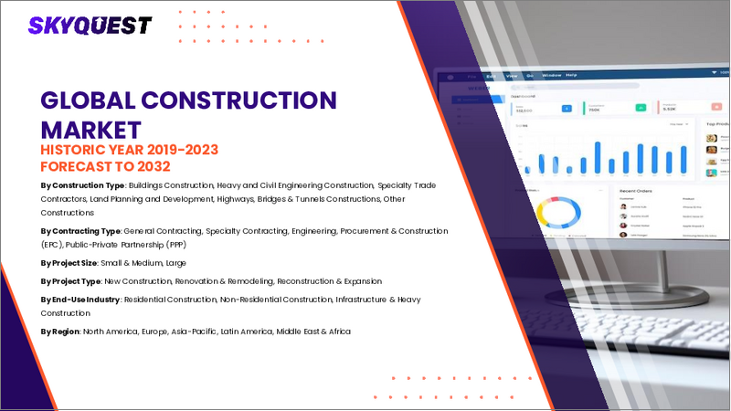 表紙：建設市場の規模、シェア、および成長分析：請負業者の種類別、事業体別、建設の種類別、最終用途産業別、カテゴリー別、地域別－業界予測2026-2033年
