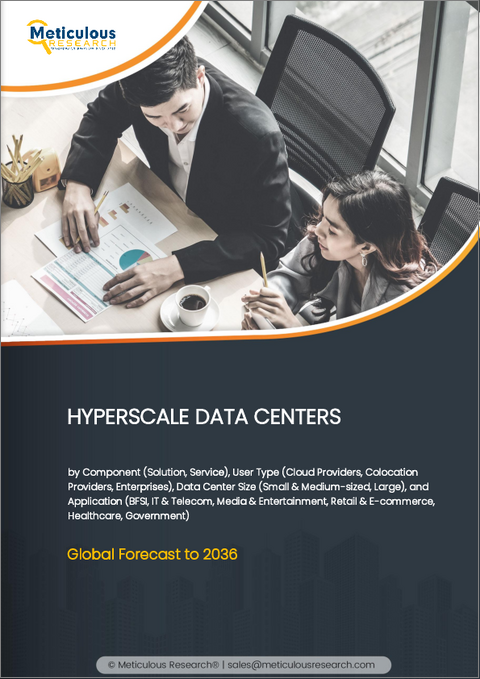 表紙：ハイパースケールデータセンター市場：コンポーネント別、ユーザータイプ別、データセンター規模別、用途別 - 2036年までの世界予測