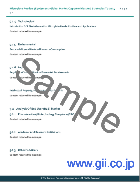 サンプル1：マイクロプレートリーダー（機器）の世界市場の機会と戦略2034年