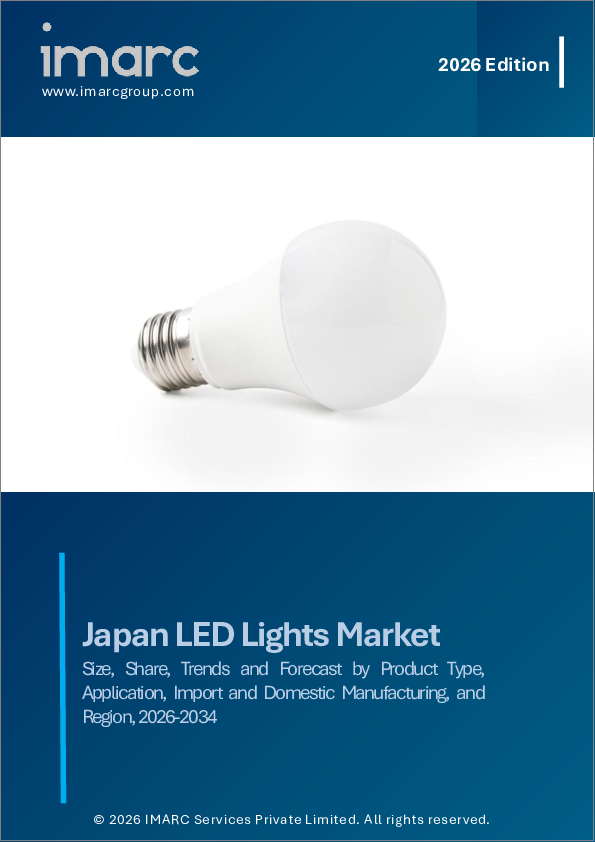 表紙：日本のLED照明市場規模、シェア、動向および予測：製品タイプ別、用途別、輸入・国内生産別、地域別、2026-2034年