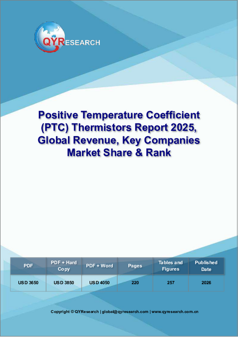 表紙：正温度係数（PTC）サーミスタ市場レポート、2025年：世界の収益、主要企業の市場シェアおよびランク